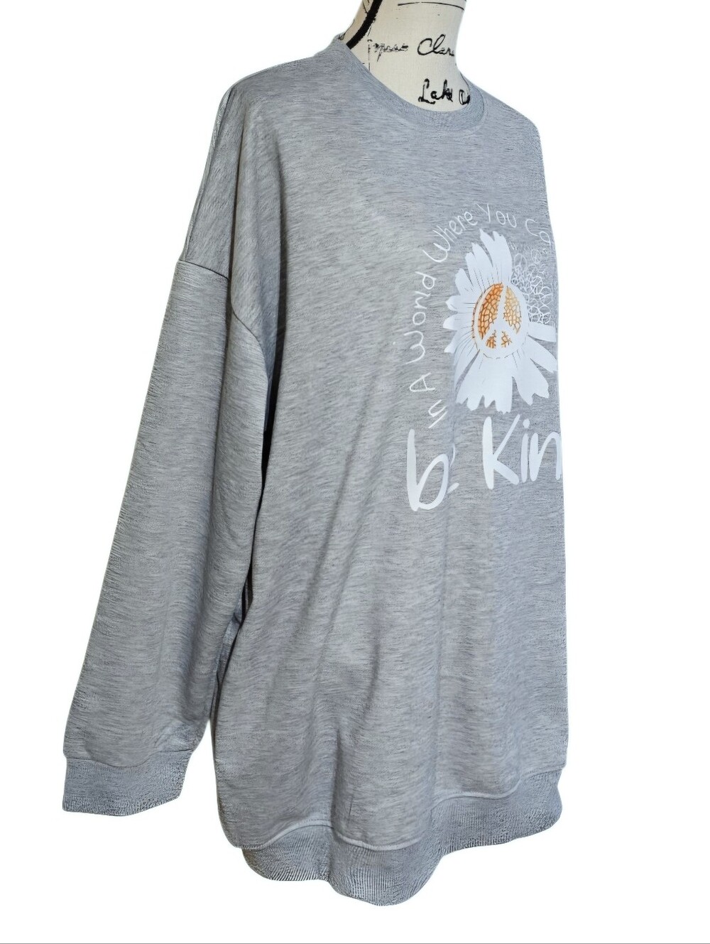 Be Kind Grey Floral Graphic Sweatshirt - Picture 4 of 6